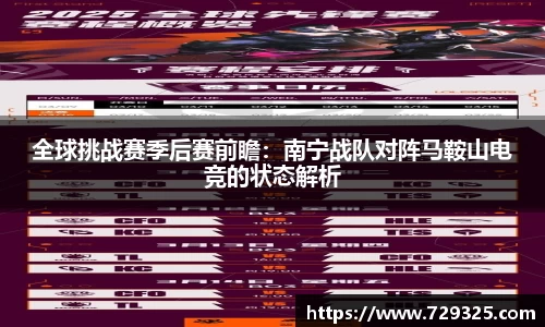 全球挑战赛季后赛前瞻：南宁战队对阵马鞍山电竞的状态解析